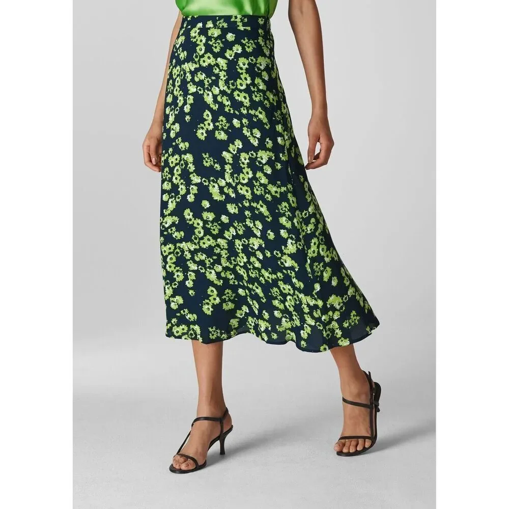 ✨Whistles Navy Digital Daisy Print Sz 12 Skirt✨